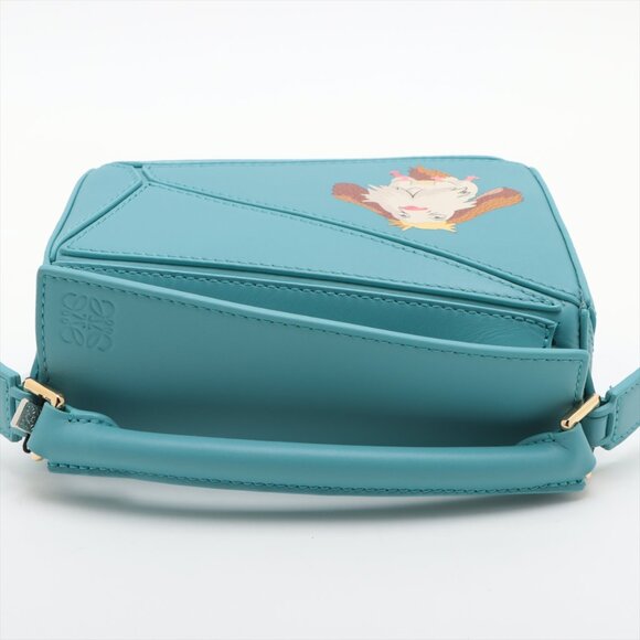 Loewe x Studio Ghibli Mini Puzzle Bag Leather 2 Way Handbag Blue - Picture 5 of 12